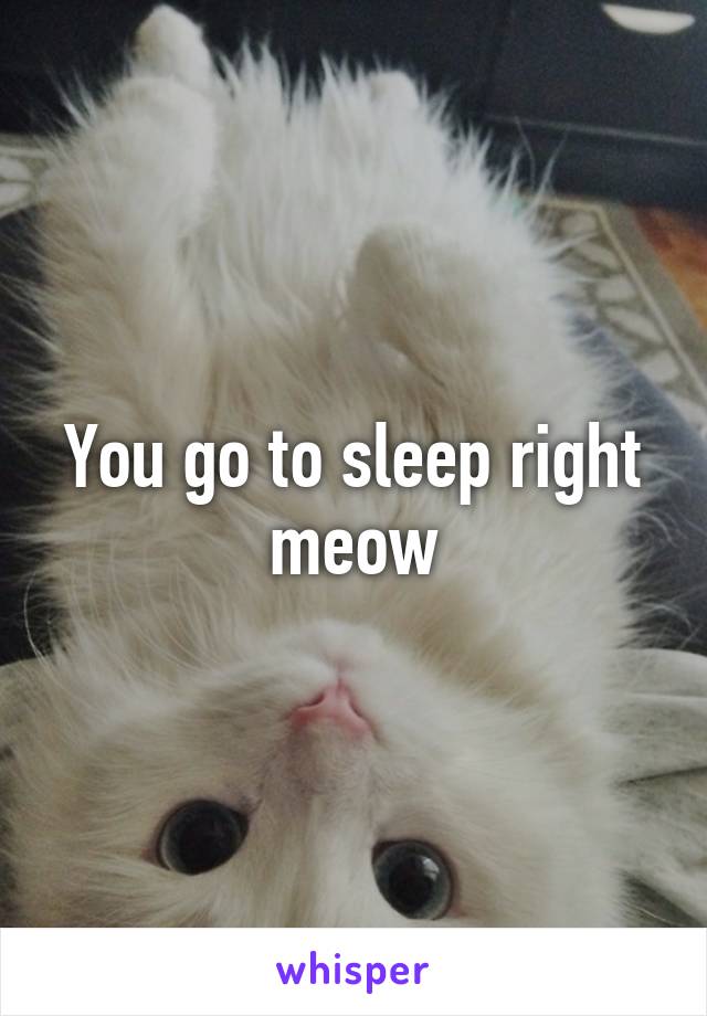 You go to sleep right meow