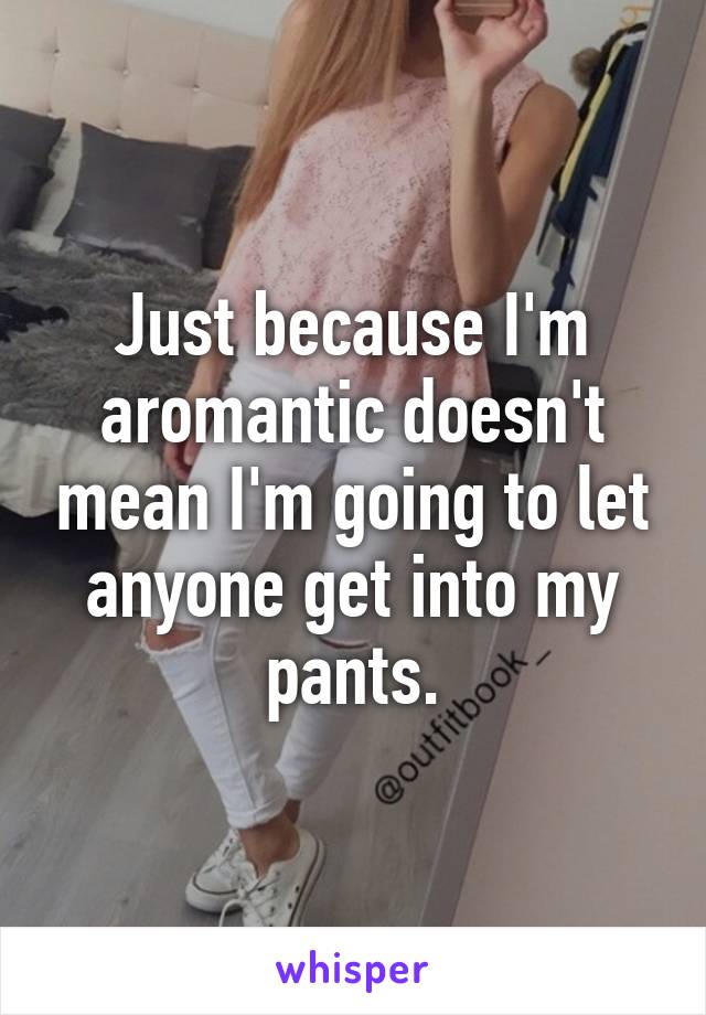 Just because I'm aromantic doesn't mean I'm going to let anyone get into my pants.