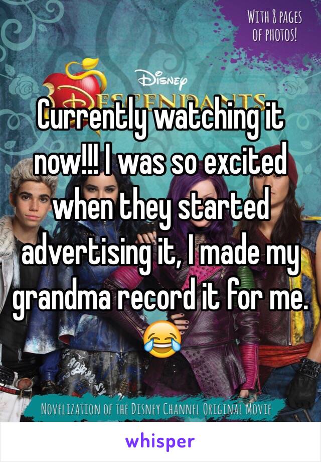 Currently watching it now!!! I was so excited when they started advertising it, I made my grandma record it for me. 😂