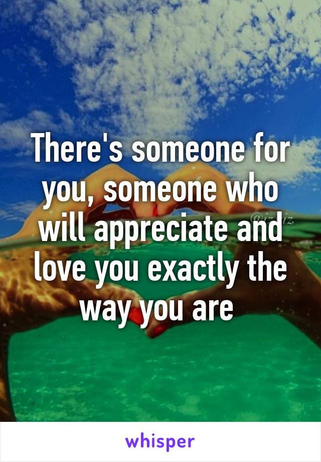 There's someone for you, someone who will appreciate and love you exactly the way you are 