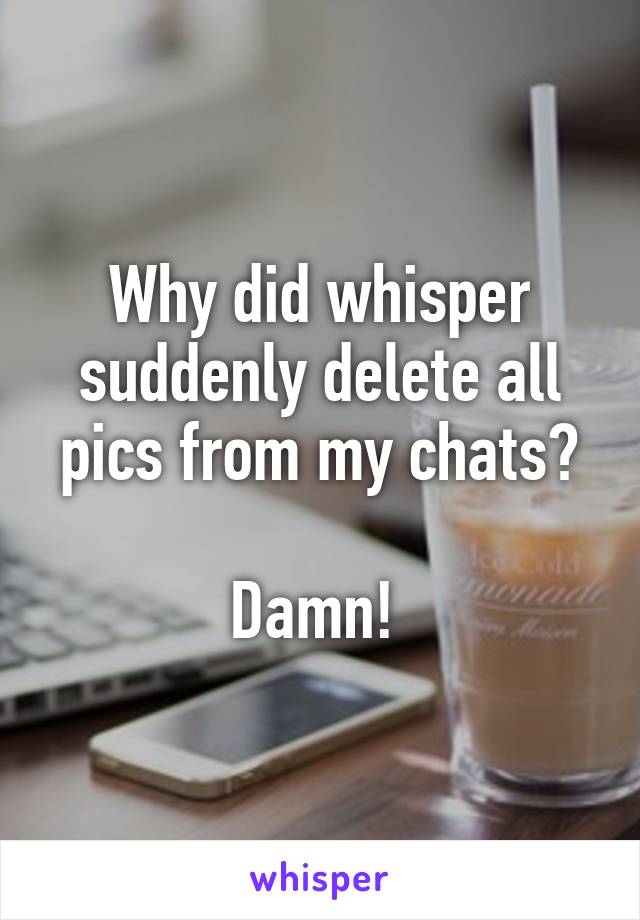 Why did whisper suddenly delete all pics from my chats?

Damn! 