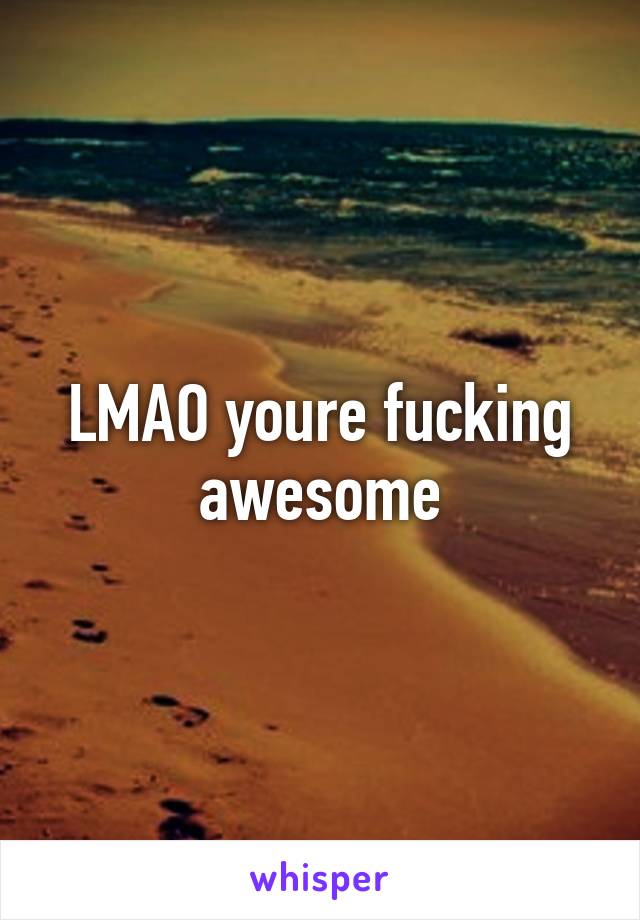 LMAO youre fucking awesome