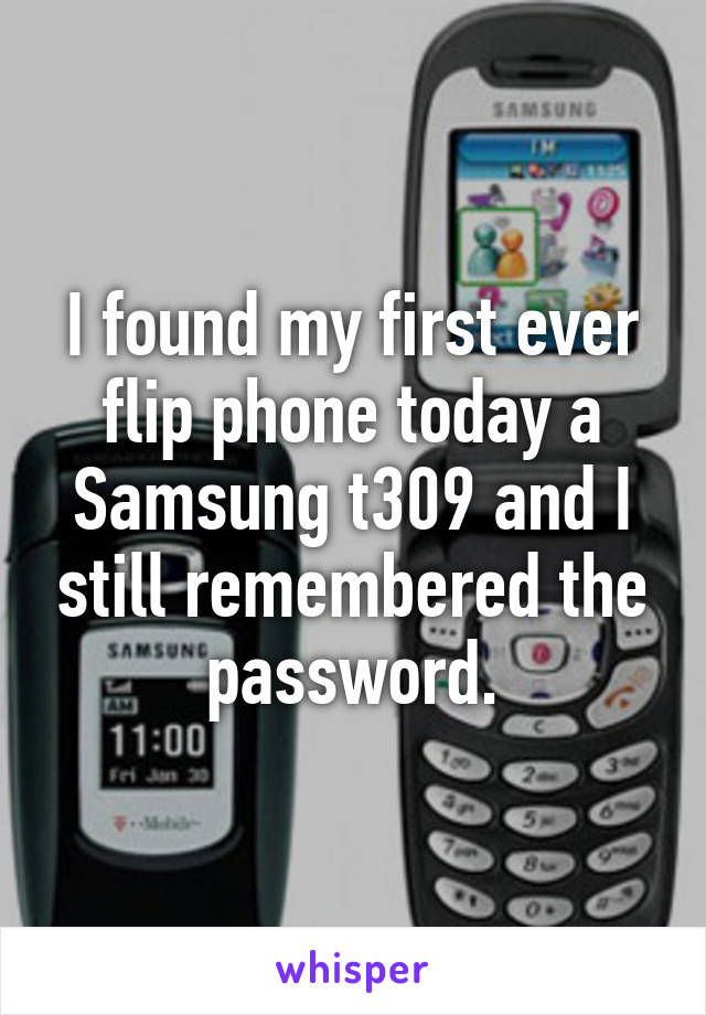 I found my first ever flip phone today a Samsung t309 and I still remembered the password.