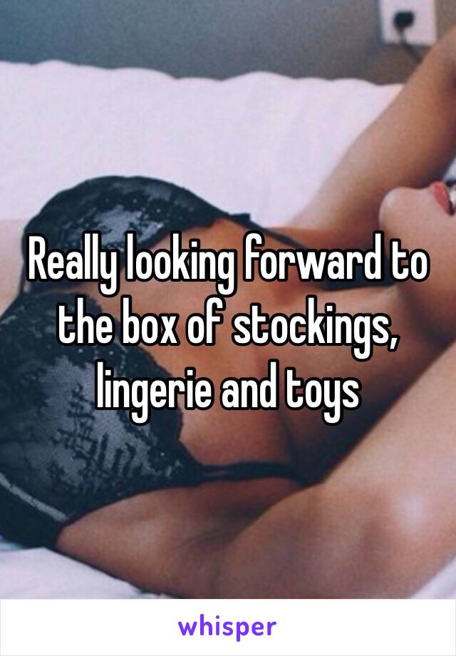 Really looking forward to the box of stockings, lingerie and toys