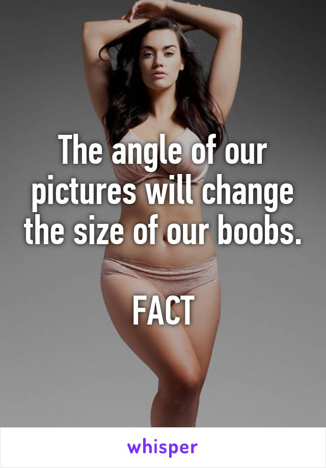 The angle of our pictures will change the size of our boobs. 
FACT