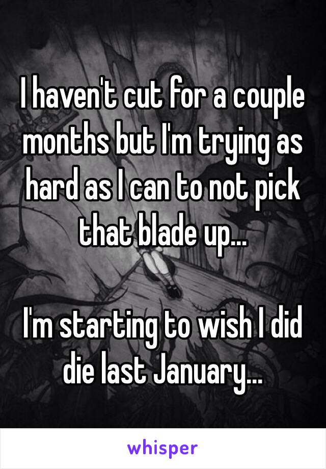 I haven't cut for a couple months but I'm trying as hard as I can to not pick that blade up...

I'm starting to wish I did die last January...