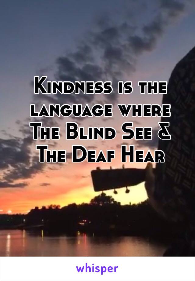 Kindness is the language where
The Blind See &
The Deaf Hear