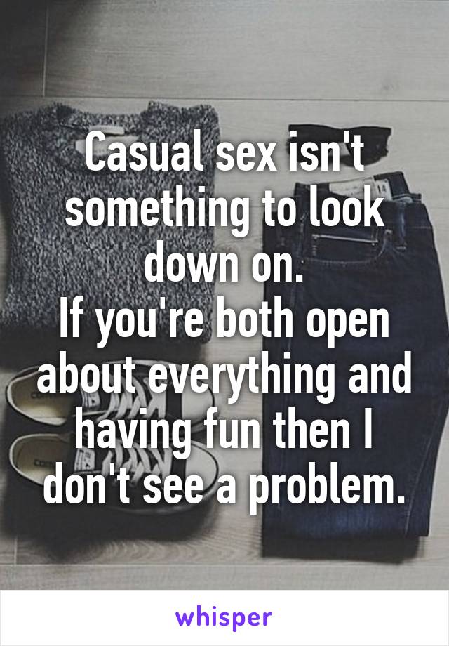 Casual sex isn't something to look down on.
If you're both open about everything and having fun then I don't see a problem.