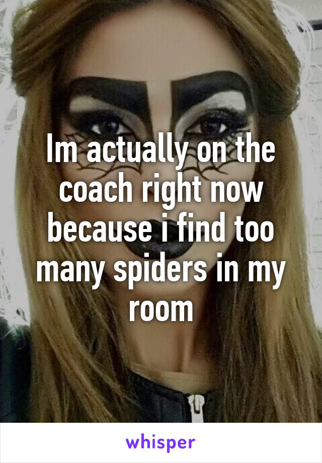 Im actually on the coach right now because i find too many spiders in my room