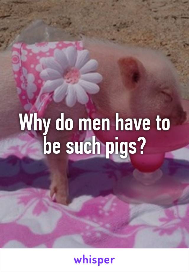 Why do men have to be such pigs?