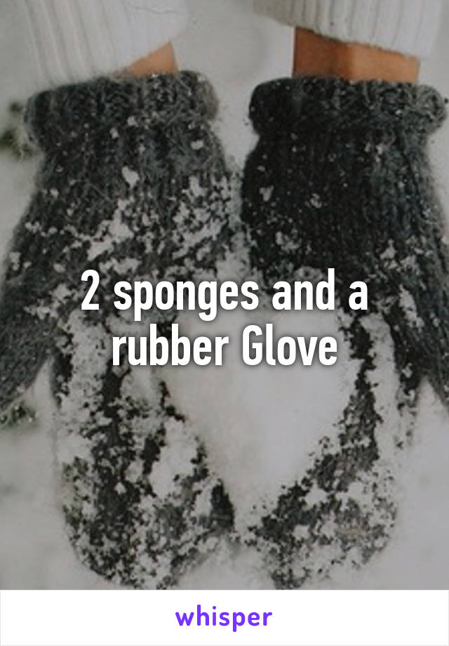 2 sponges and a rubber Glove