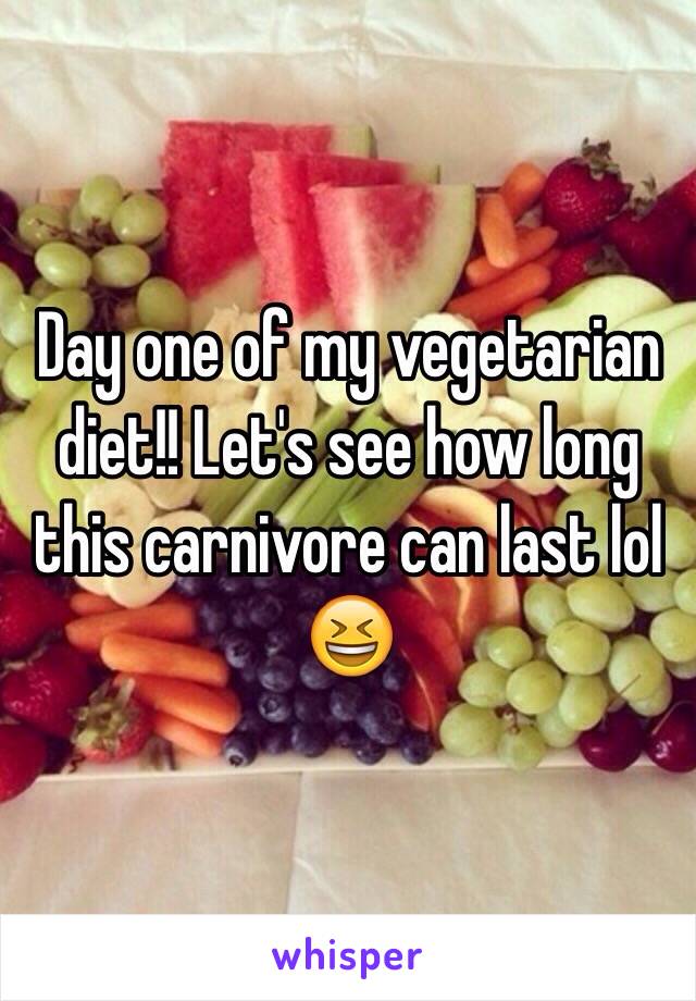 Day one of my vegetarian diet!! Let's see how long this carnivore can last lol 😆