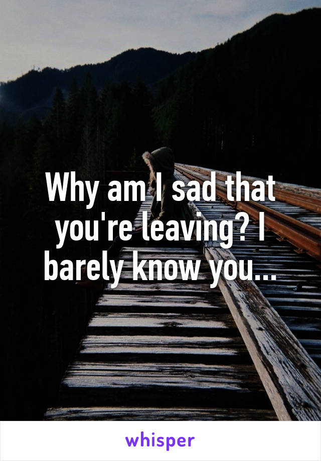 Why am I sad that you're leaving? I barely know you...