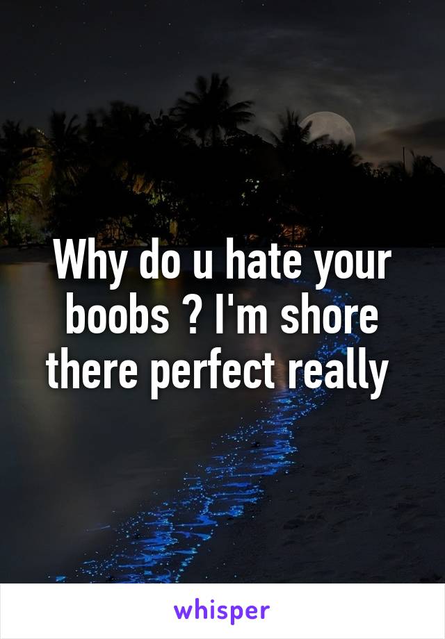 Why do u hate your boobs ? I'm shore there perfect really 