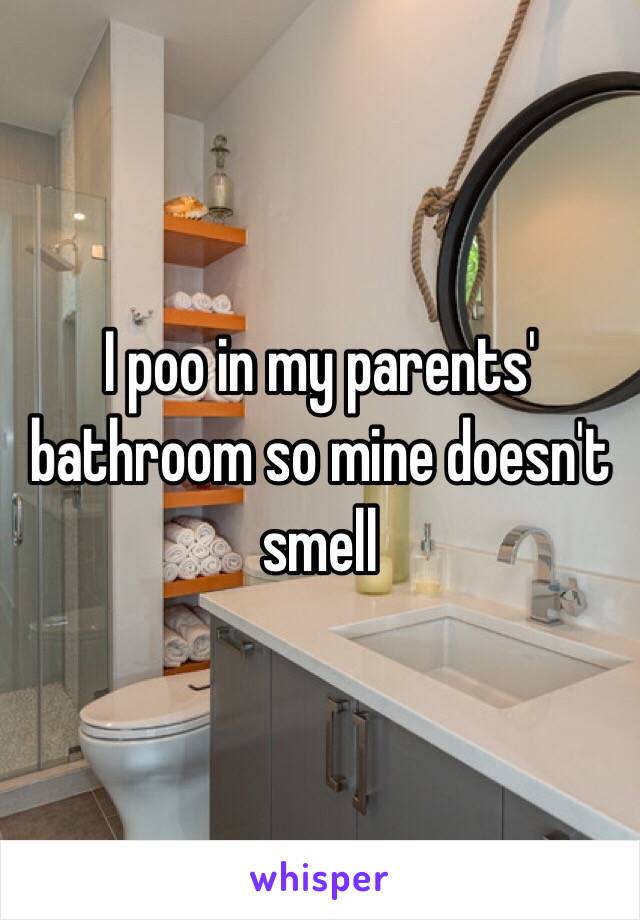 I poo in my parents' bathroom so mine doesn't smell
