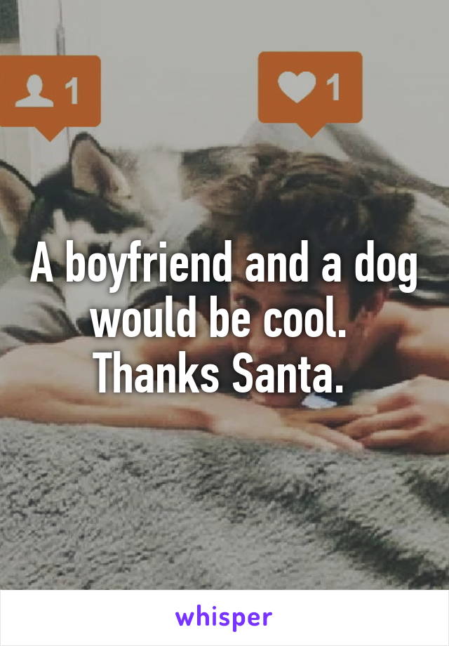 A boyfriend and a dog would be cool. 
Thanks Santa. 