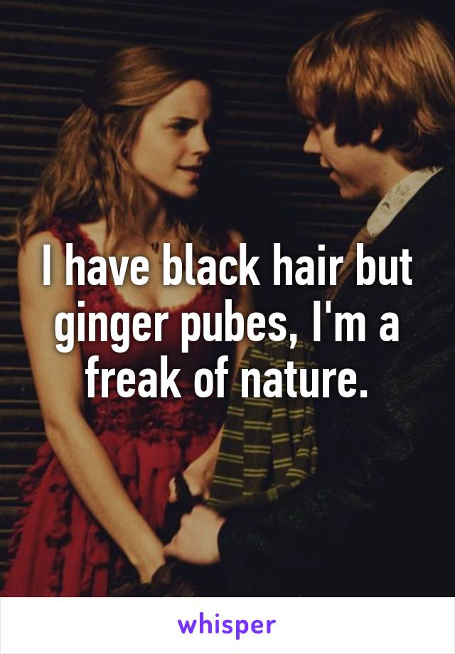 I have black hair but ginger pubes, I'm a freak of nature.