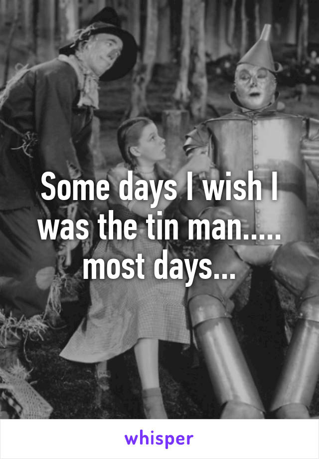 Some days I wish I was the tin man..... most days...