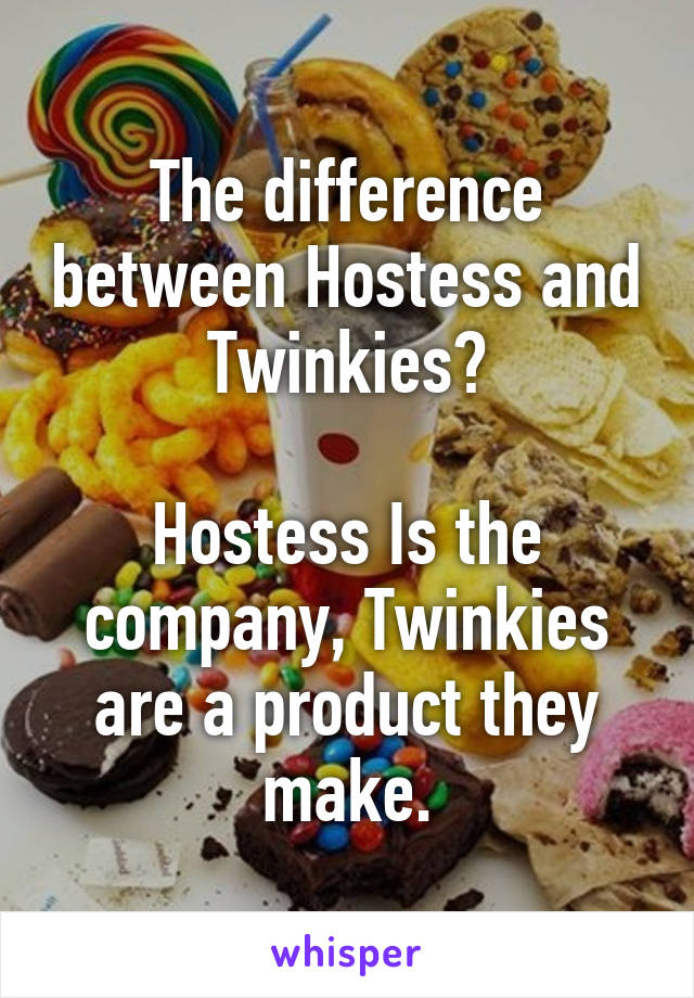 The difference between Hostess and Twinkies?

Hostess Is the company, Twinkies are a product they make.