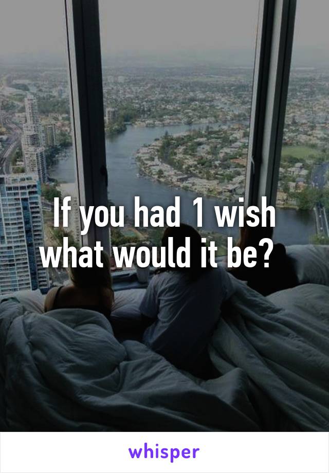 If you had 1 wish what would it be?  