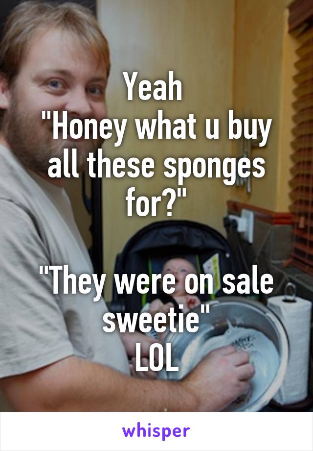 Yeah 
"Honey what u buy all these sponges for?"

"They were on sale sweetie"
LOL