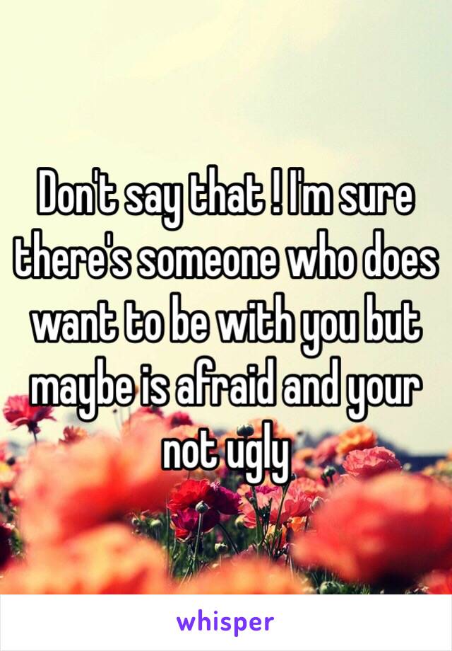 Don't say that ! I'm sure there's someone who does want to be with you but maybe is afraid and your not ugly 