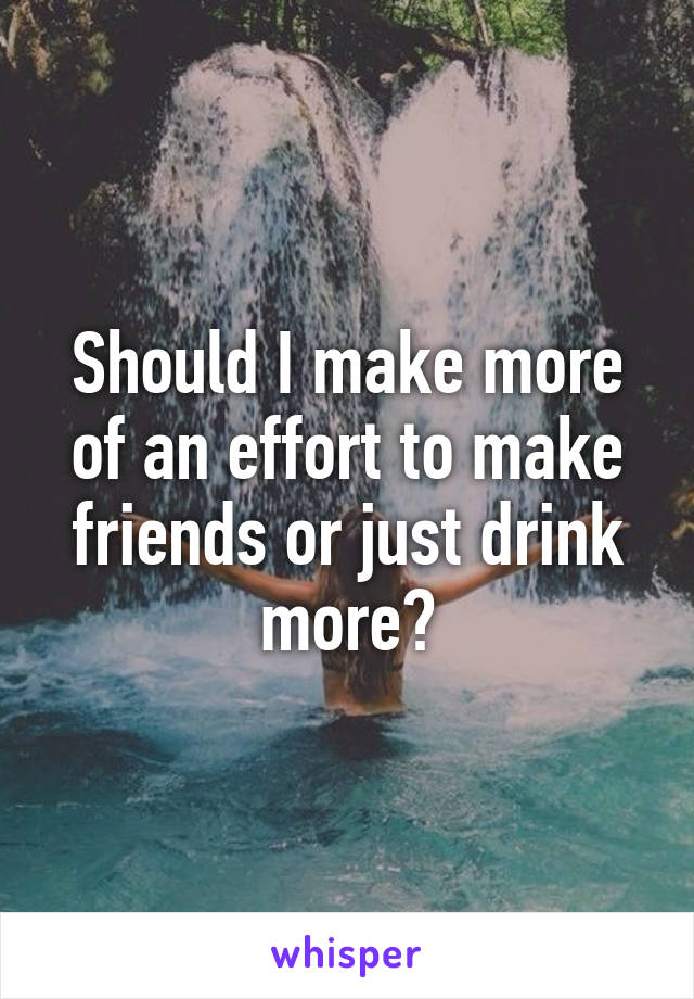 Should I make more of an effort to make friends or just drink more?