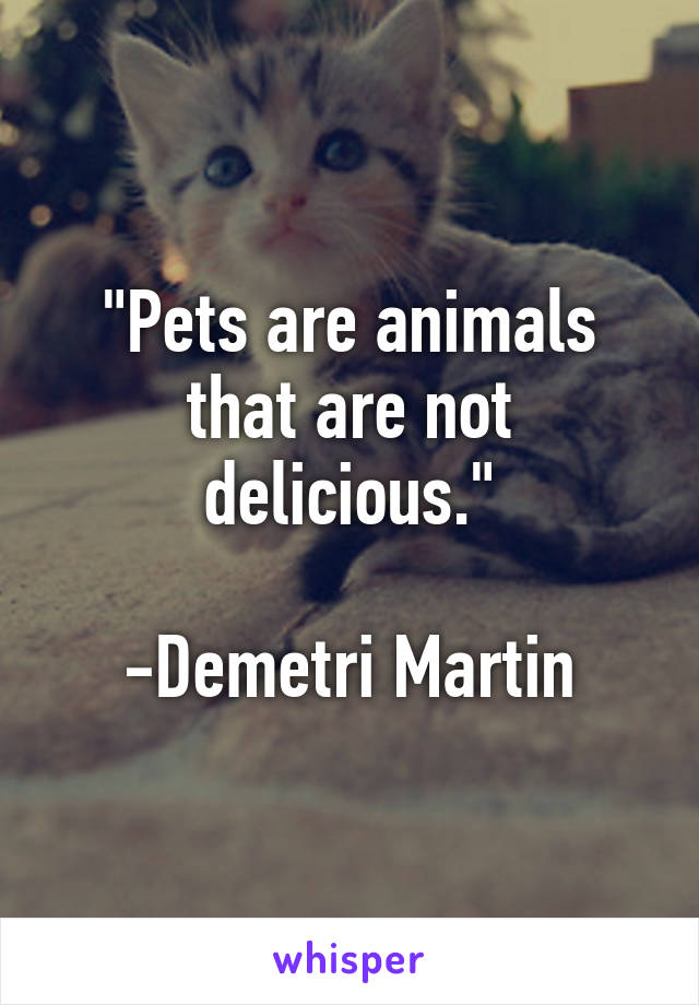 "Pets are animals that are not delicious."

-Demetri Martin