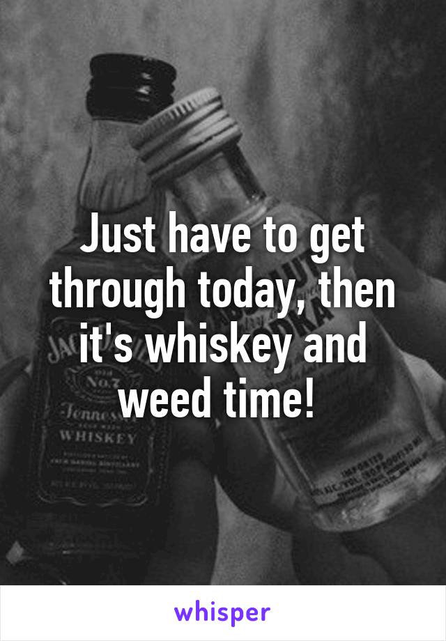 Just have to get through today, then it's whiskey and weed time! 