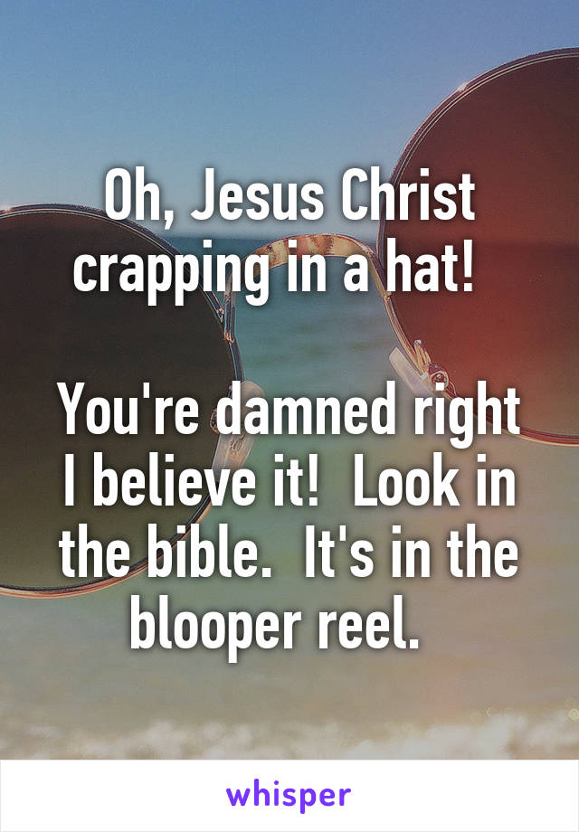 Oh, Jesus Christ crapping in a hat!  

You're damned right I believe it!  Look in the bible.  It's in the blooper reel.  