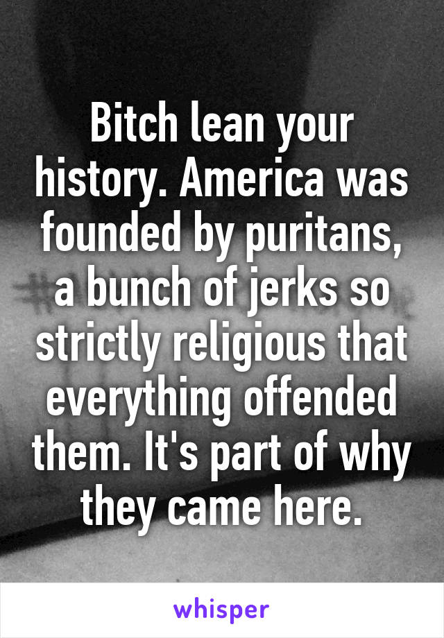 Bitch lean your history. America was founded by puritans, a bunch of jerks so strictly religious that everything offended them. It's part of why they came here.