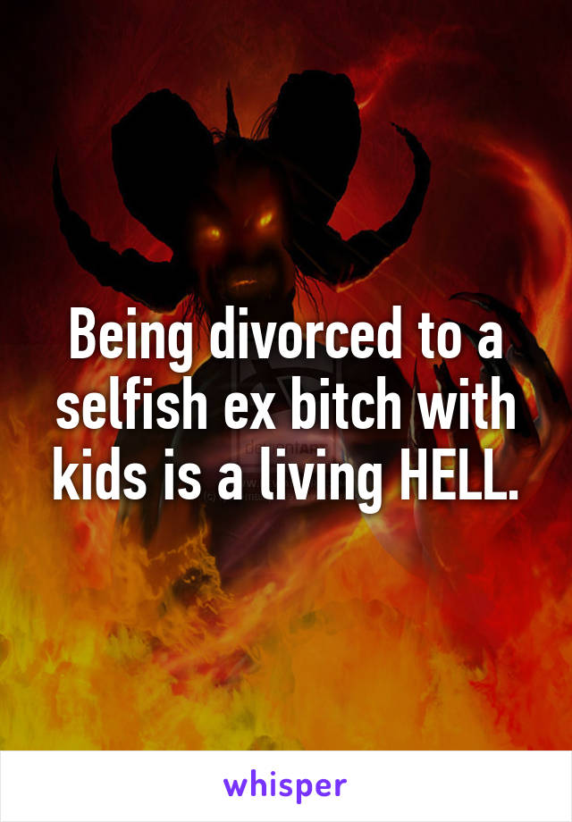 Being divorced to a selfish ex bitch with kids is a living HELL.