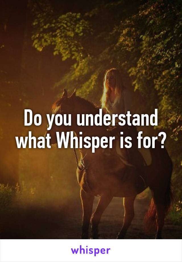 Do you understand what Whisper is for?