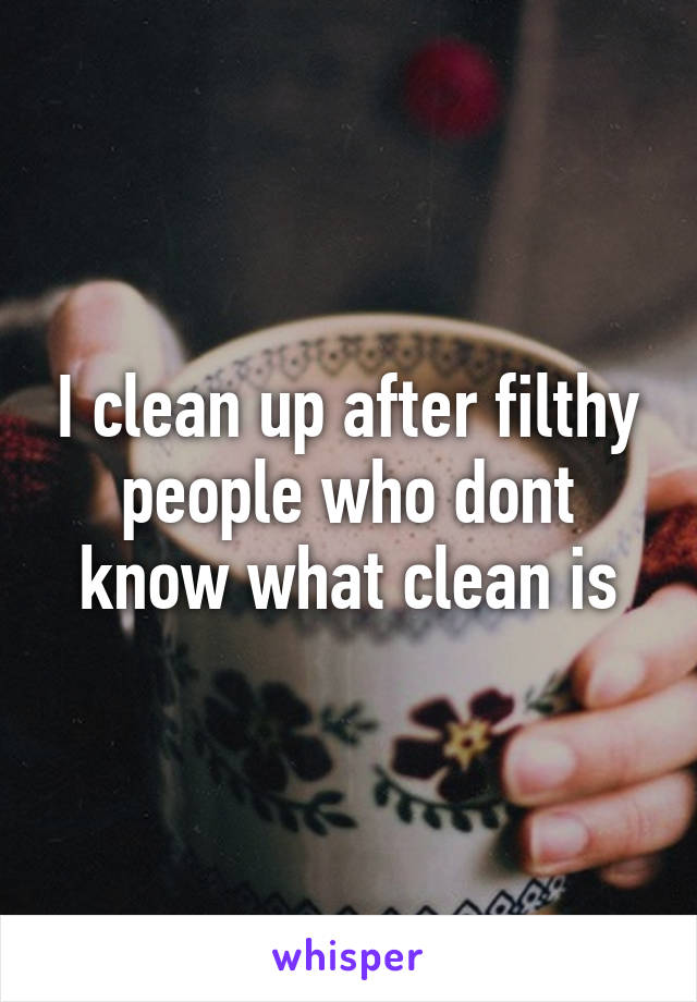 I clean up after filthy people who dont know what clean is