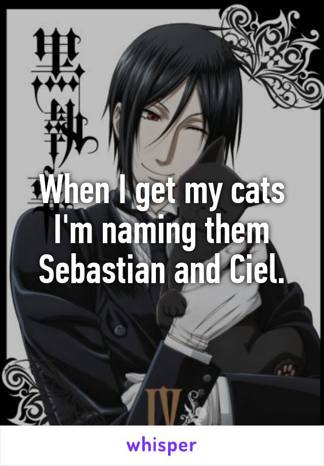 When I get my cats I'm naming them Sebastian and Ciel.