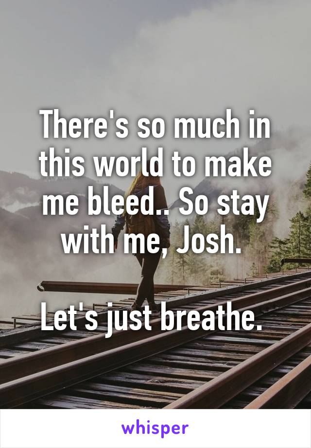 There's so much in this world to make me bleed.. So stay with me, Josh. 

Let's just breathe. 