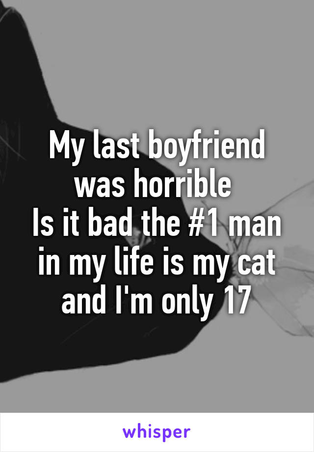 My last boyfriend was horrible 
Is it bad the #1 man in my life is my cat and I'm only 17