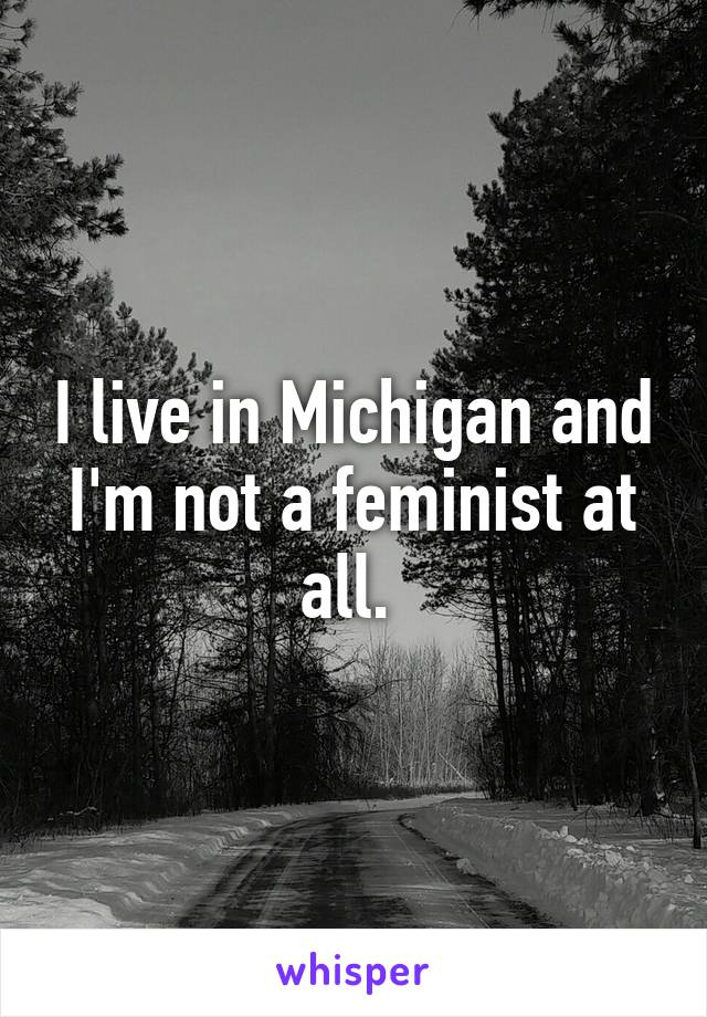 I live in Michigan and I'm not a feminist at all. 