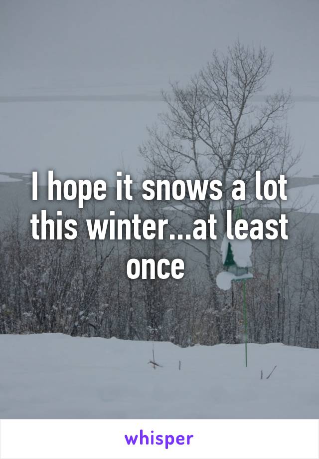 I hope it snows a lot this winter...at least once 