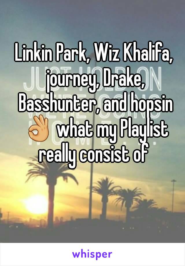 Linkin Park, Wiz Khalifa, journey, Drake, Basshunter, and hopsin 👌 what my Playlist really consist of 