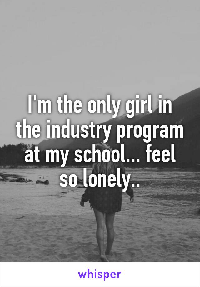 I'm the only girl in the industry program at my school... feel so lonely..