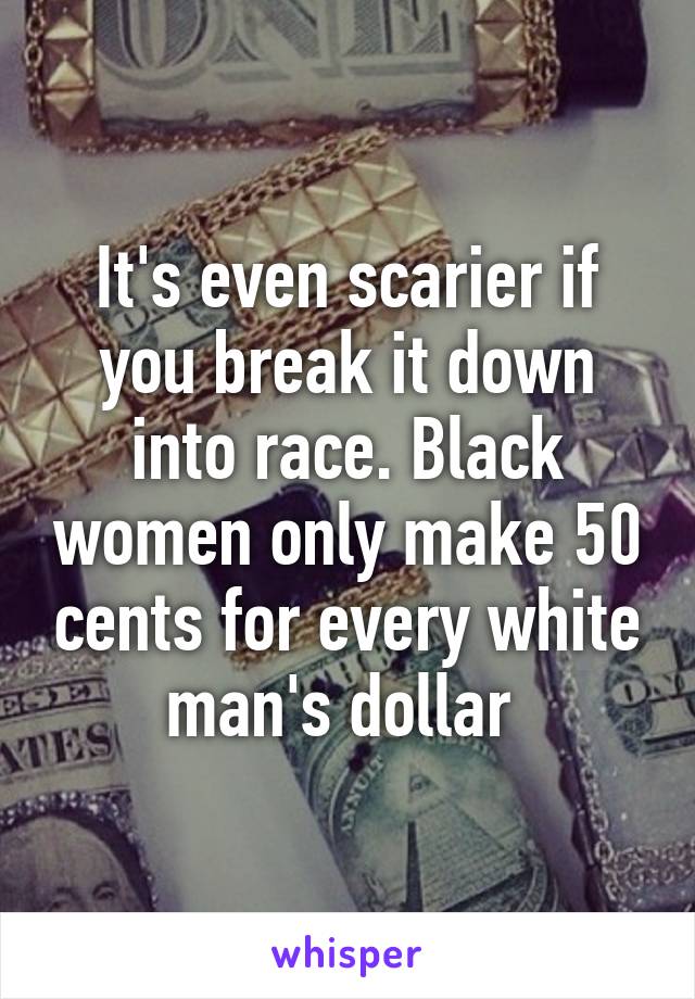 It's even scarier if you break it down into race. Black women only make 50 cents for every white man's dollar 