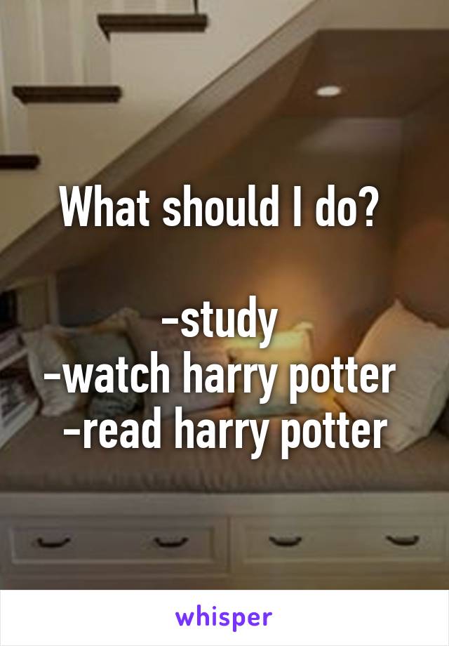 What should I do? 

-study 
-watch harry potter 
-read harry potter