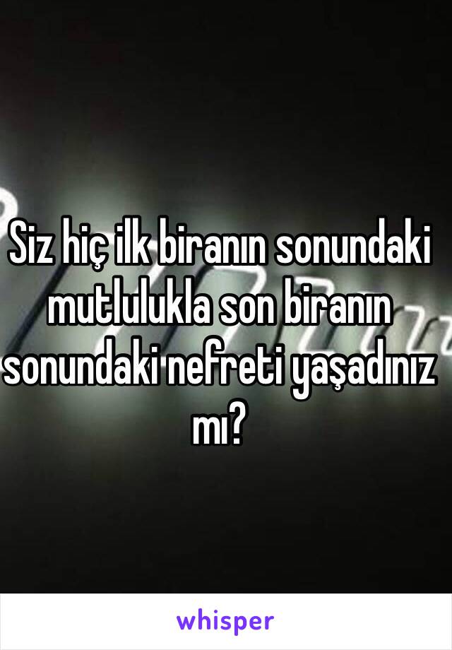 Siz hiç ilk biranın sonundaki mutlulukla son biranın sonundaki nefreti yaşadınız mı?