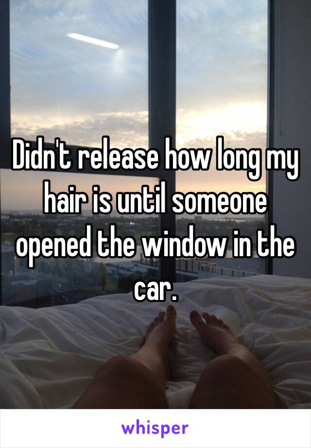 Didn't release how long my hair is until someone opened the window in the car. 