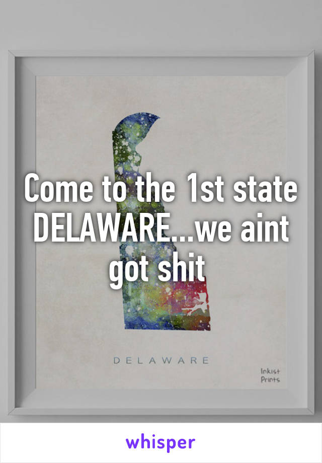 Come to the 1st state DELAWARE...we aint got shit 