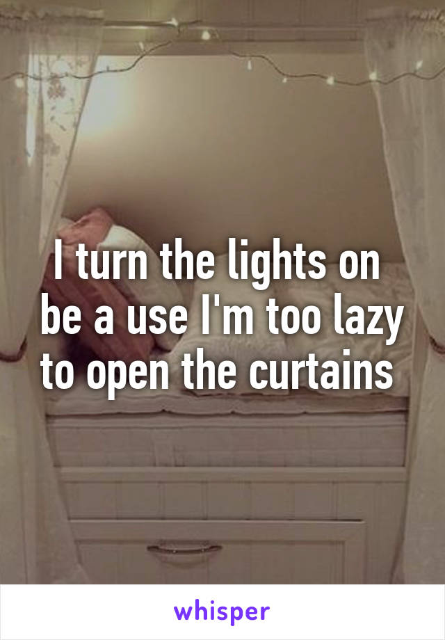 I turn the lights on  be a use I'm too lazy to open the curtains 