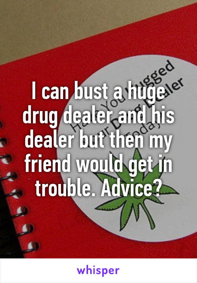 I can bust a huge drug dealer and his dealer but then my friend would get in trouble. Advice?