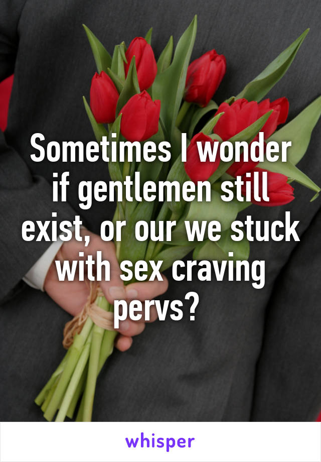 Sometimes I wonder if gentlemen still exist, or our we stuck with sex craving pervs? 