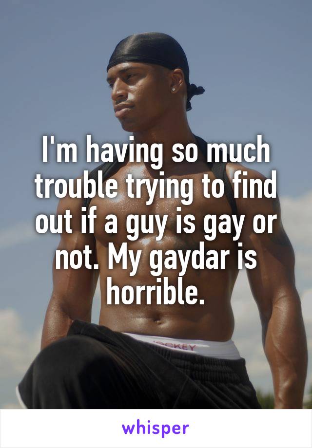 I'm having so much trouble trying to find out if a guy is gay or not. My gaydar is horrible.